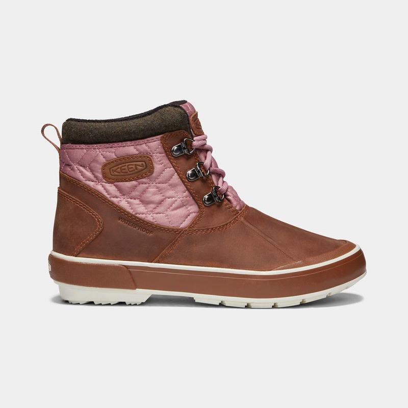 Keen Elsa II Waterproof Quilted Womens Ankle Boots Rose/Brown Outlet (2706-SUYTZ)